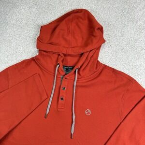 Hammer Made Quarter Button Hoodie Sweatshirt 2XL Orange Red